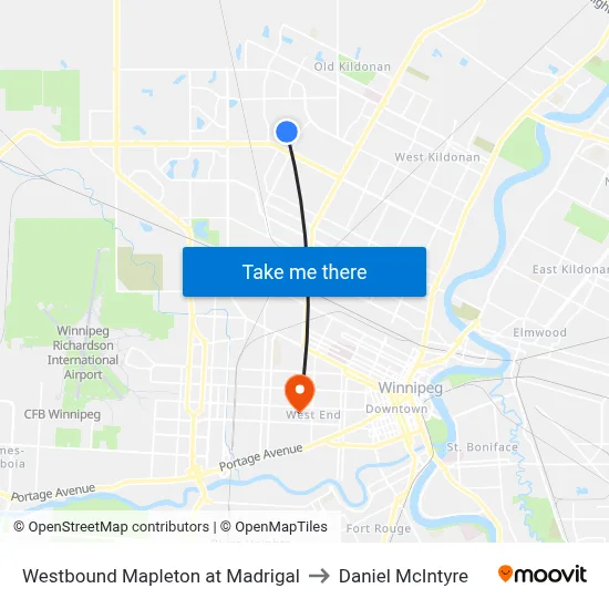 Westbound Mapleton at Madrigal to Daniel McIntyre map