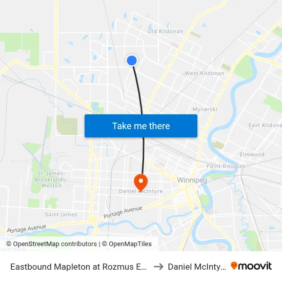 Eastbound Mapleton at Rozmus East to Daniel McIntyre map