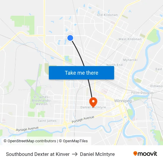 Southbound Dexter at Kinver to Daniel McIntyre map