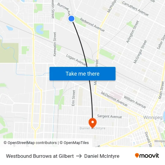 Westbound Burrows at Gilbert to Daniel McIntyre map
