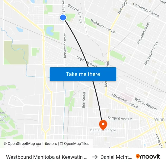 Westbound Manitoba at Keewatin West to Daniel McIntyre map