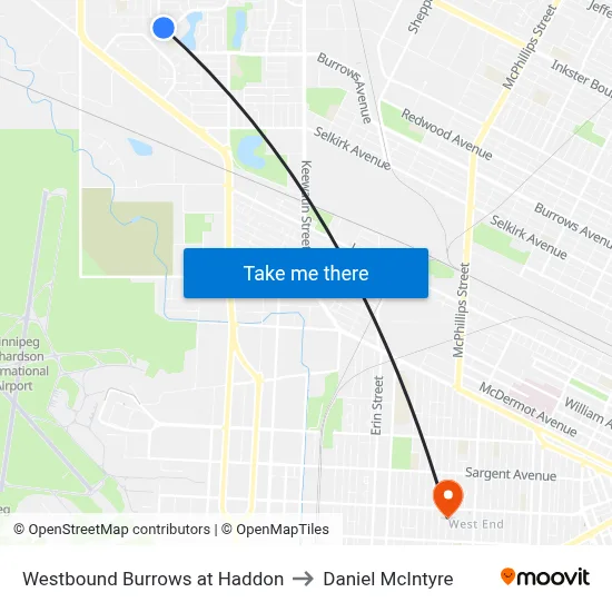 Westbound Burrows at Haddon to Daniel McIntyre map