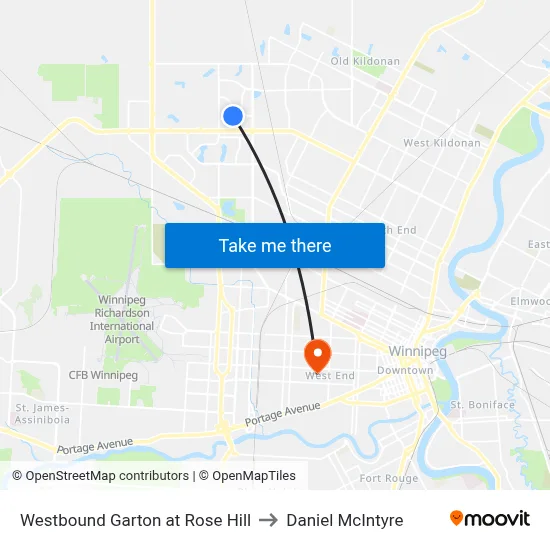 Westbound Garton at Rose Hill to Daniel McIntyre map