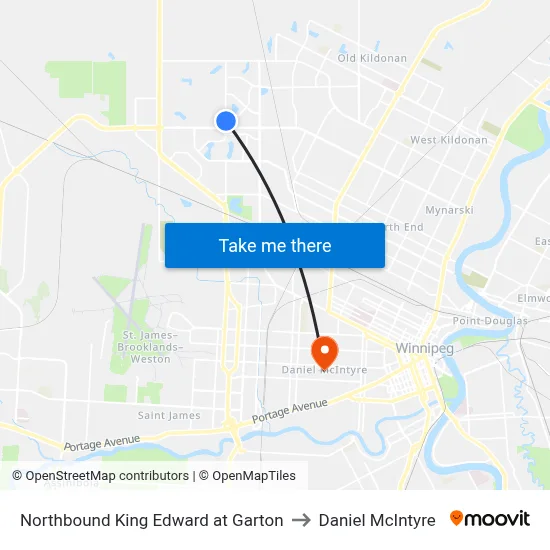 Northbound King Edward at Garton to Daniel McIntyre map