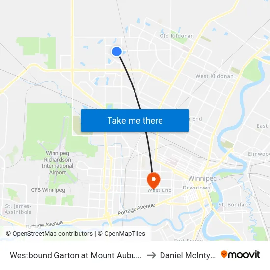 Westbound Garton at Mount Auburn to Daniel McIntyre map