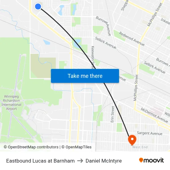 Eastbound Lucas at Barnham to Daniel McIntyre map