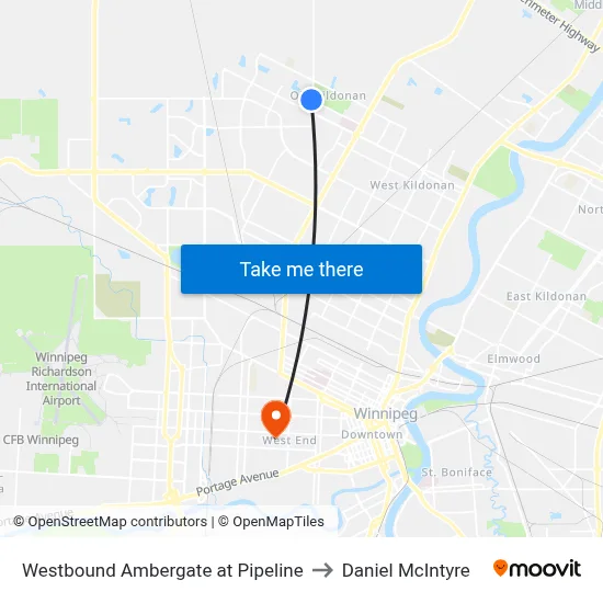 Westbound Ambergate at Pipeline to Daniel McIntyre map