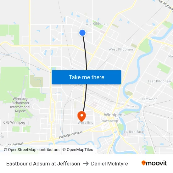 Eastbound Adsum at Jefferson to Daniel McIntyre map