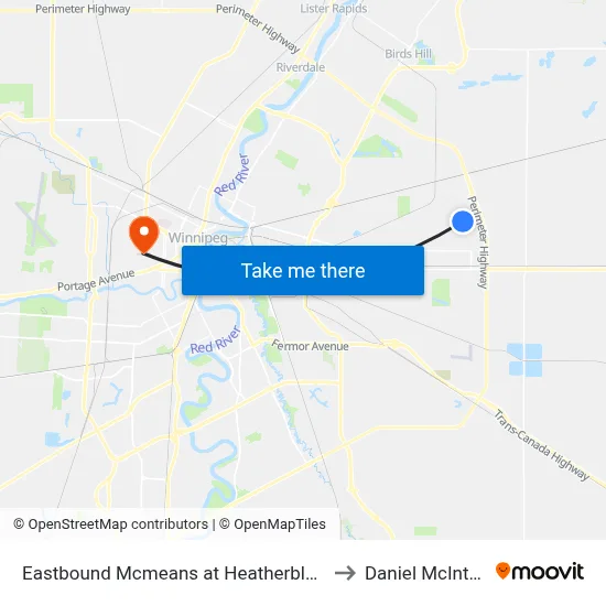 Eastbound Mcmeans at Heatherbloom to Daniel McIntyre map