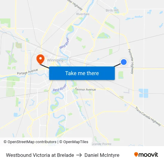 Westbound Victoria at Brelade to Daniel McIntyre map