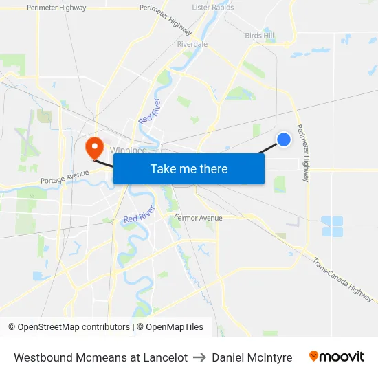 Westbound Mcmeans at Lancelot to Daniel McIntyre map