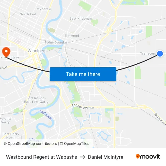 Westbound Regent at Wabasha to Daniel McIntyre map