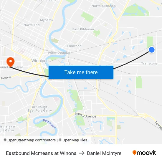 Eastbound Mcmeans at Winona to Daniel McIntyre map