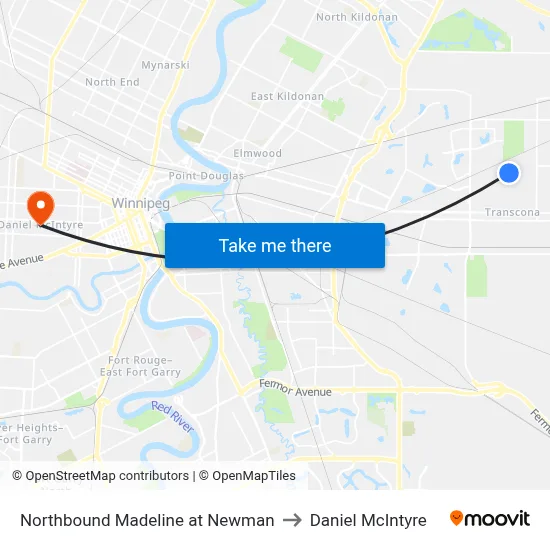 Northbound Madeline at Newman to Daniel McIntyre map