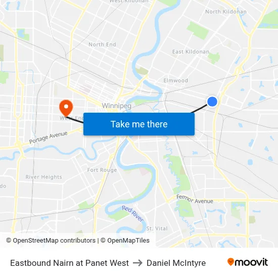 Eastbound Nairn at Panet West to Daniel McIntyre map