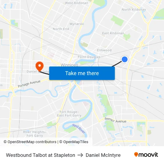 Westbound Talbot at Stapleton to Daniel McIntyre map