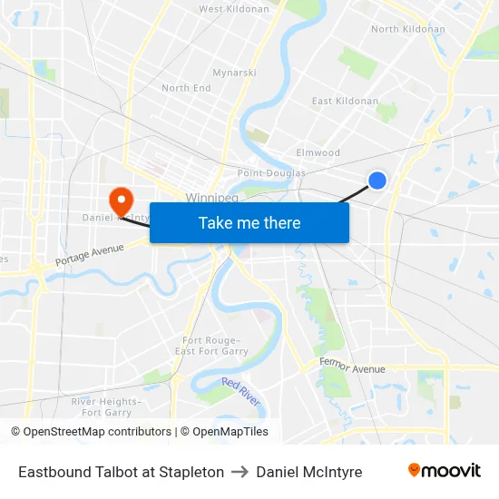 Eastbound Talbot at Stapleton to Daniel McIntyre map
