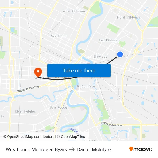 Westbound Munroe at Byars to Daniel McIntyre map