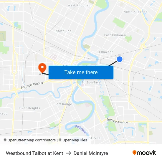 Westbound Talbot at Kent to Daniel McIntyre map
