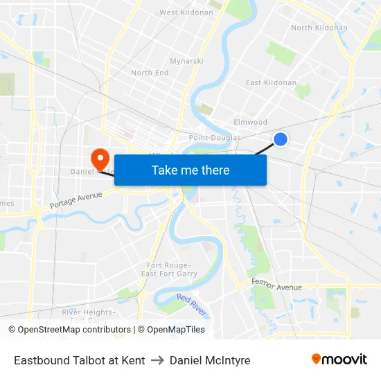 Eastbound Talbot at Kent to Daniel McIntyre map