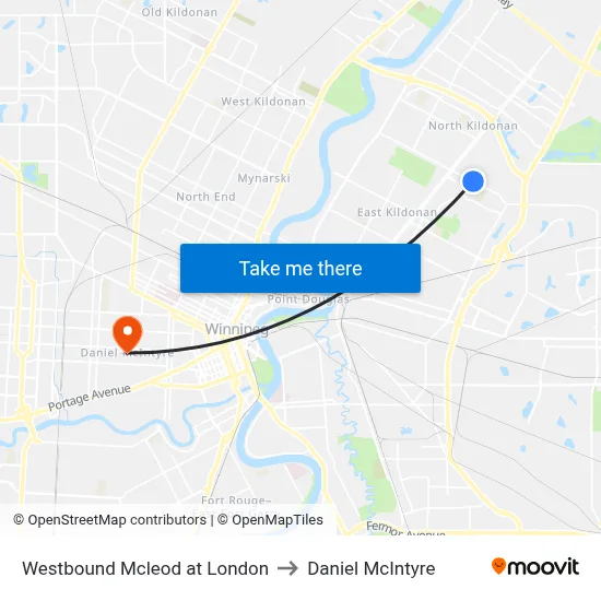 Westbound Mcleod at London to Daniel McIntyre map