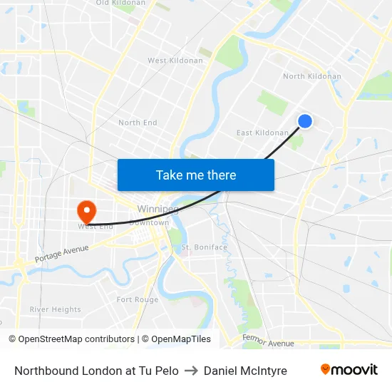 Northbound London at Tu Pelo to Daniel McIntyre map
