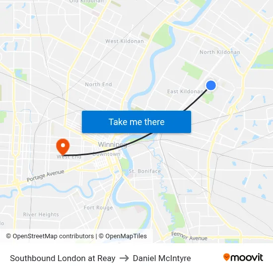 Southbound London at Reay to Daniel McIntyre map