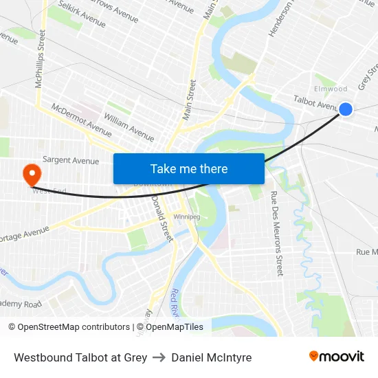 Westbound Talbot at Grey to Daniel McIntyre map
