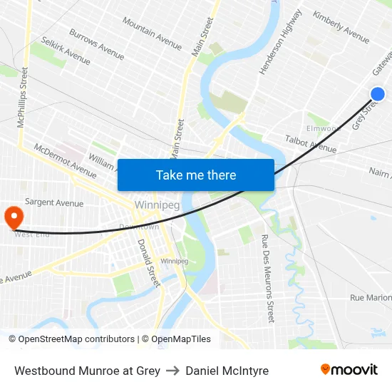 Westbound Munroe at Grey to Daniel McIntyre map