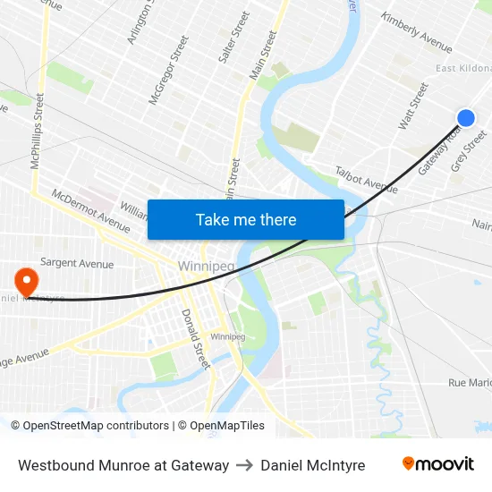 Westbound Munroe at Gateway to Daniel McIntyre map