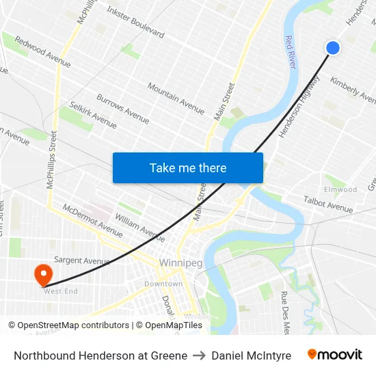 Northbound Henderson at Greene to Daniel McIntyre map