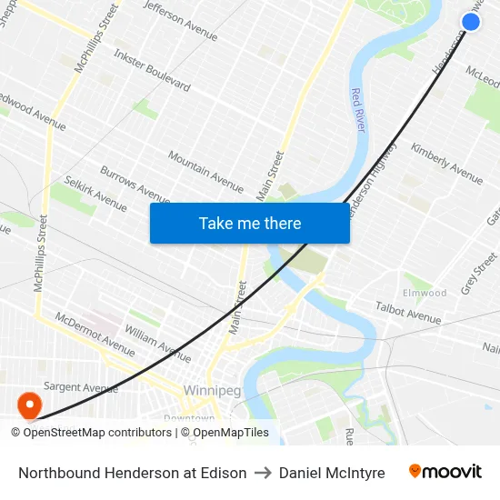 Northbound Henderson at Edison to Daniel McIntyre map