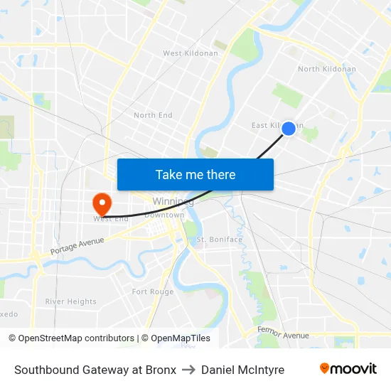 Southbound Gateway at Bronx to Daniel McIntyre map