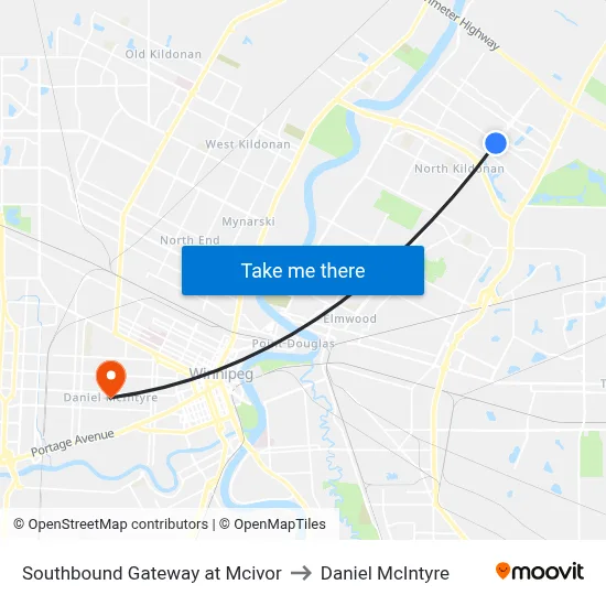 Southbound Gateway at Mcivor to Daniel McIntyre map