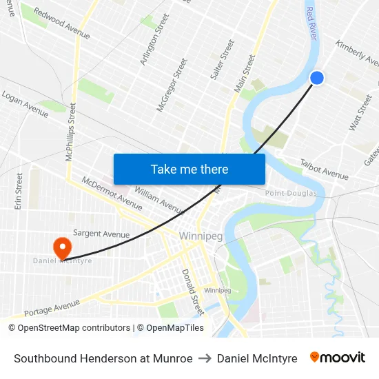 Southbound Henderson at Munroe to Daniel McIntyre map