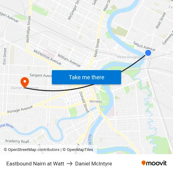 Eastbound Nairn at Watt to Daniel McIntyre map