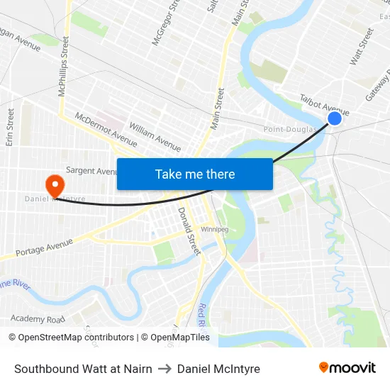 Southbound Watt at Nairn to Daniel McIntyre map