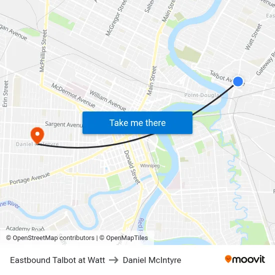 Eastbound Talbot at Watt to Daniel McIntyre map