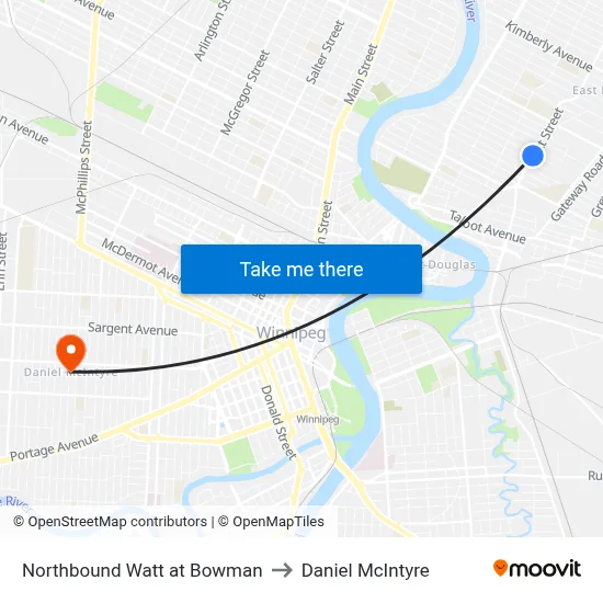 Northbound Watt at Bowman to Daniel McIntyre map