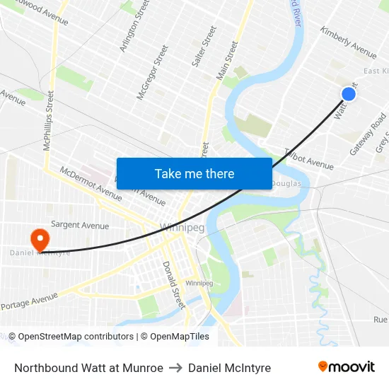 Northbound Watt at Munroe to Daniel McIntyre map