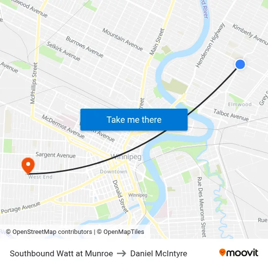 Southbound Watt at Munroe to Daniel McIntyre map