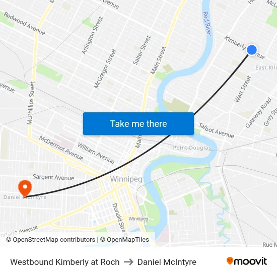 Westbound Kimberly at Roch to Daniel McIntyre map