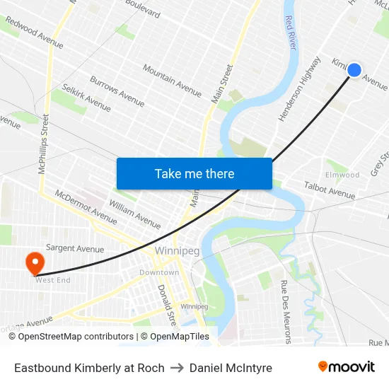 Eastbound Kimberly at Roch to Daniel McIntyre map