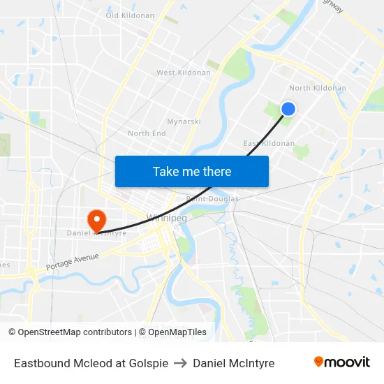 Eastbound Mcleod at Golspie to Daniel McIntyre map