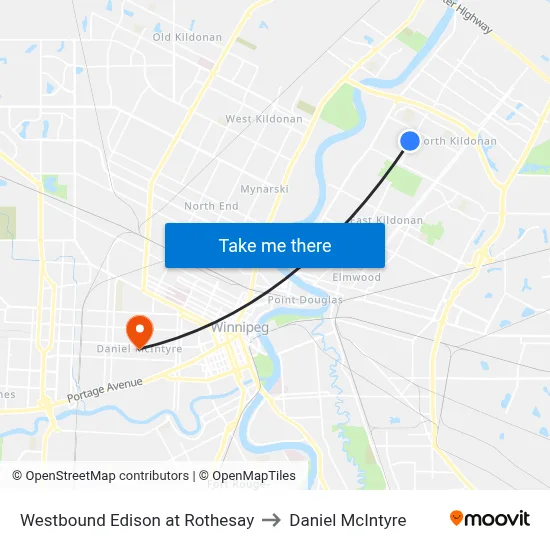 Westbound Edison at Rothesay to Daniel McIntyre map