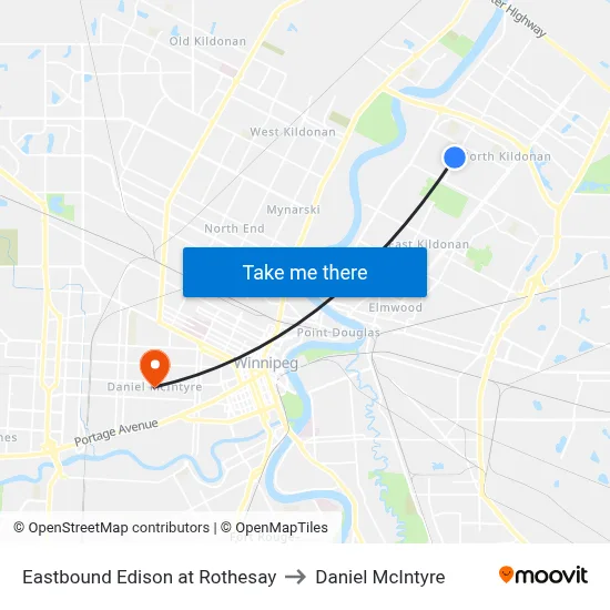 Eastbound Edison at Rothesay to Daniel McIntyre map
