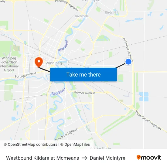 Westbound Kildare at Mcmeans to Daniel McIntyre map