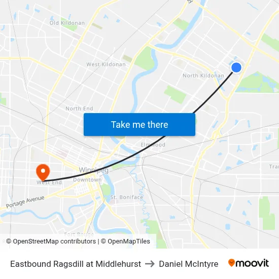 Eastbound Ragsdill at Middlehurst to Daniel McIntyre map