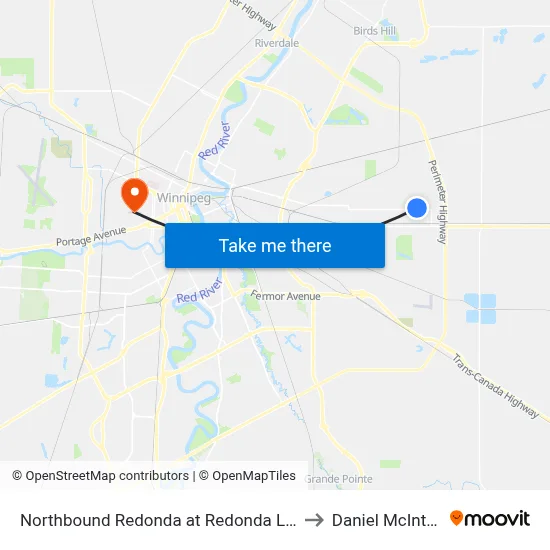 Northbound Redonda at Redonda Loop to Daniel McIntyre map