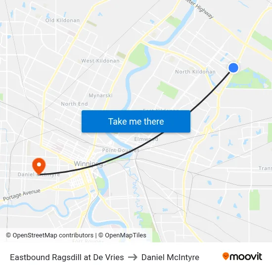 Eastbound Ragsdill at De Vries to Daniel McIntyre map